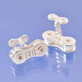 custom cufflinks commission for hubby of th eadored bike brand R11, bicycle chain link cufflinks. 