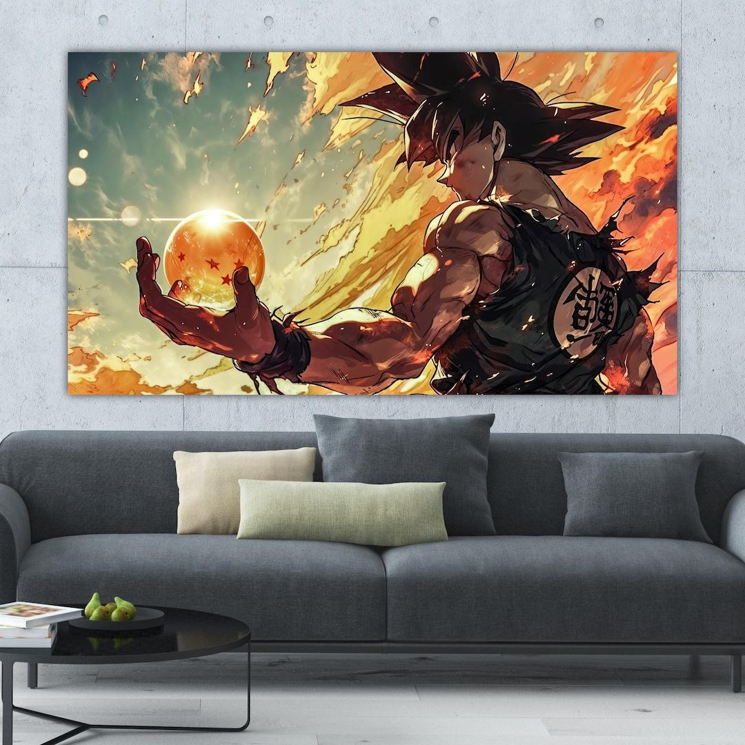 Canvasafdruk Dragon Ball Z Goku - anime-stripkunst, klaar om op te hangen - Etsy België