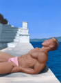 painting of sunbather
