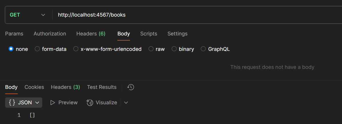 Example of a GET /books request