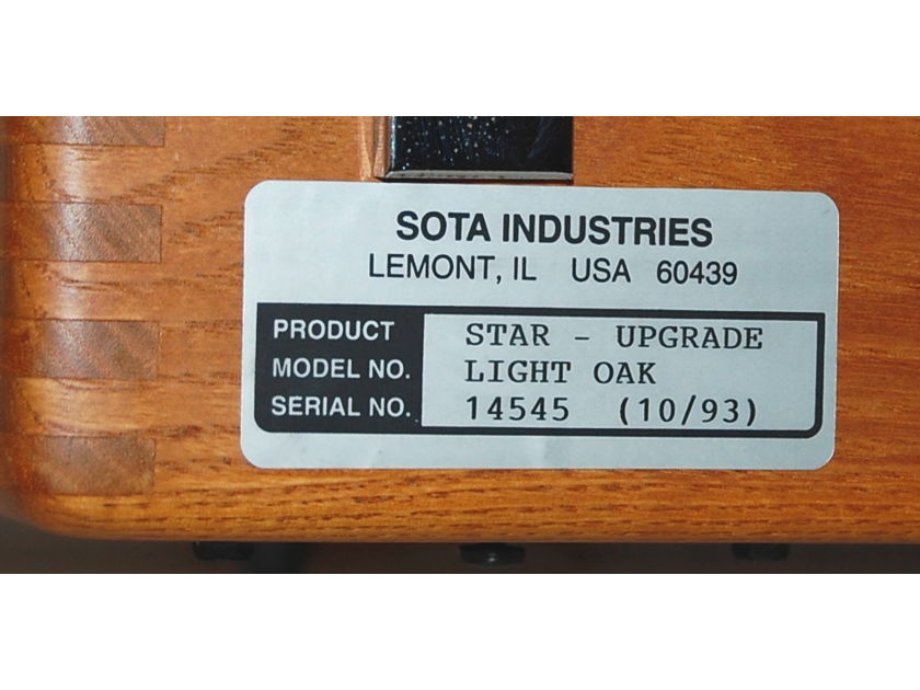 Sota Star Upgrade Light Oak HiFi Vacuum Turntable Record Player 1993