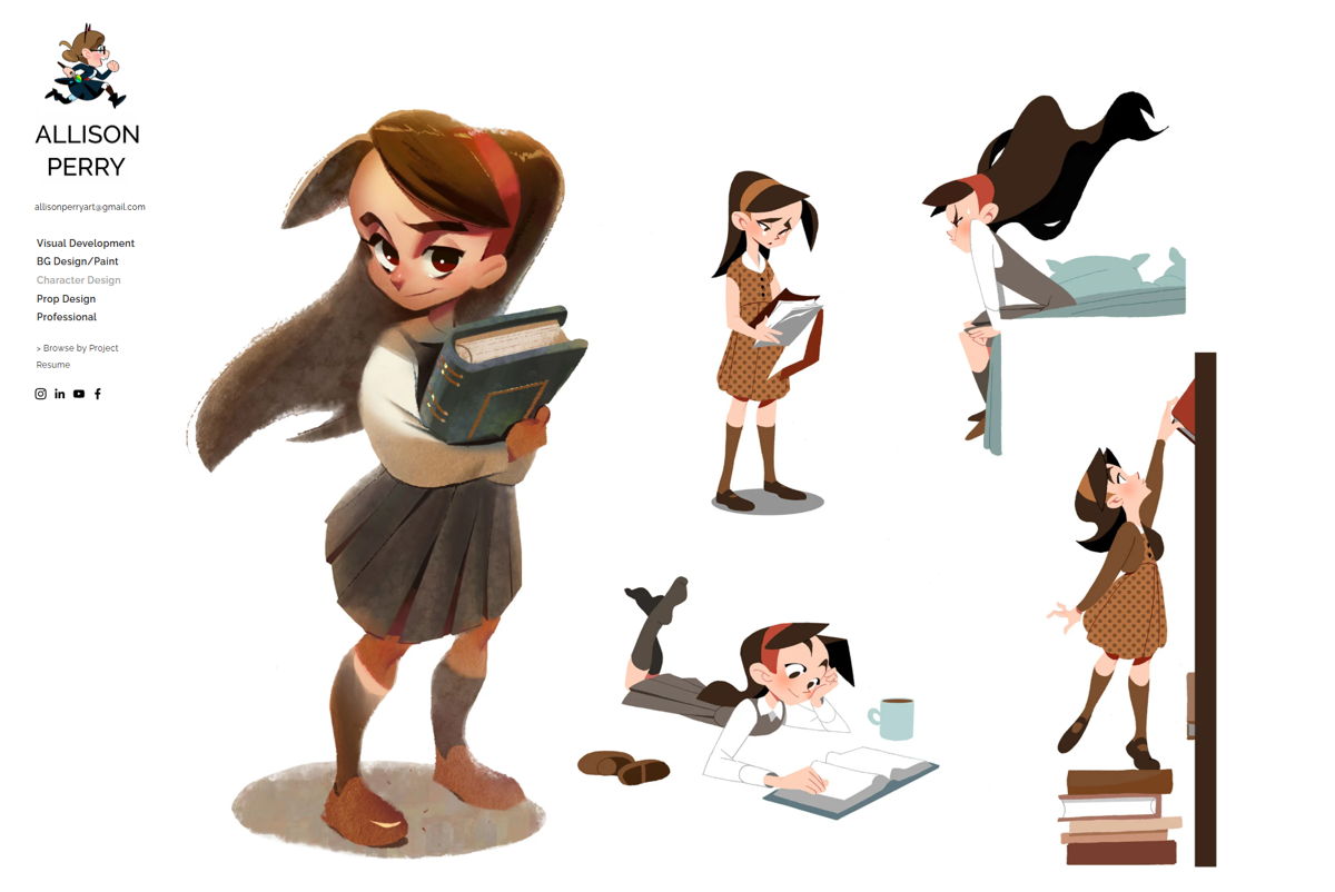 Screenshot of Character Design — Allison Perry, from the character design portfolios collection.