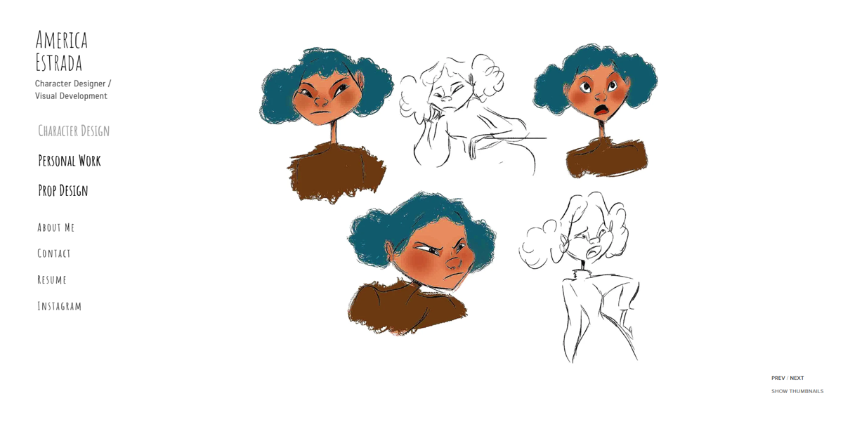 Screenshot of America Estrada, from the character design portfolios collection.