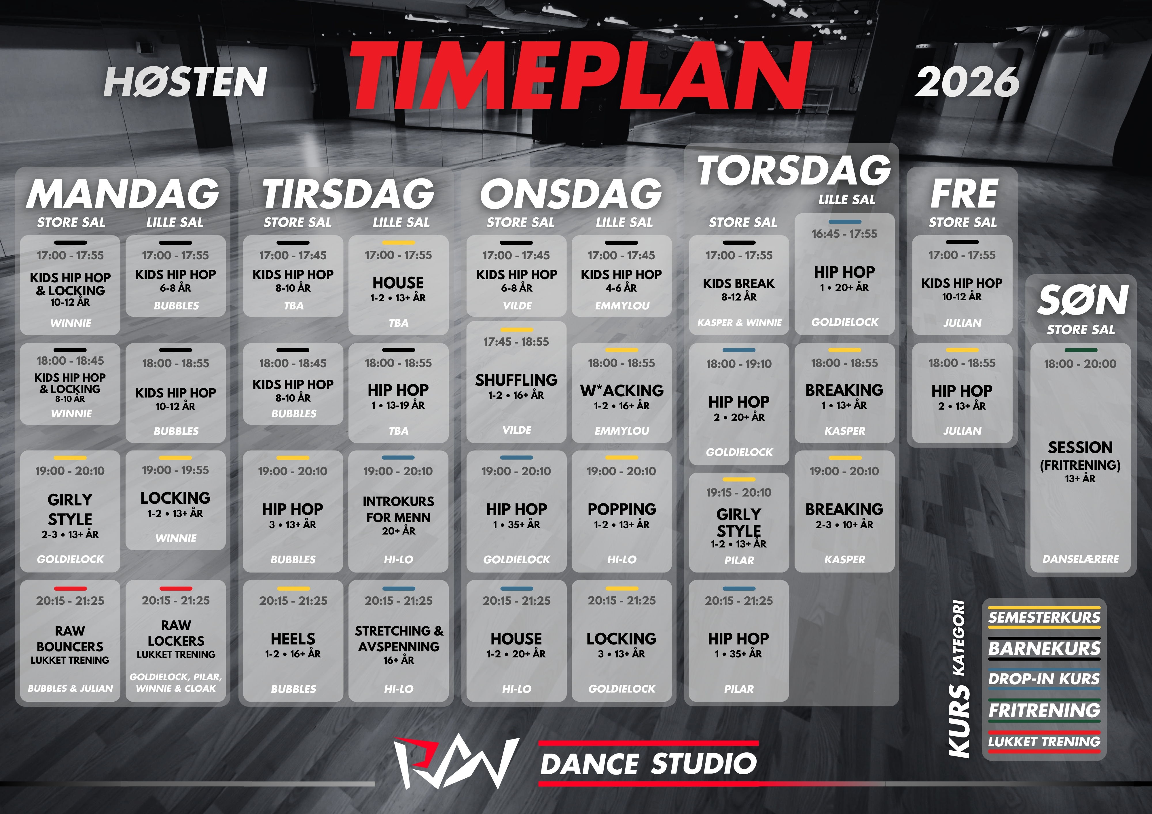 Timeplan Høsten 2026