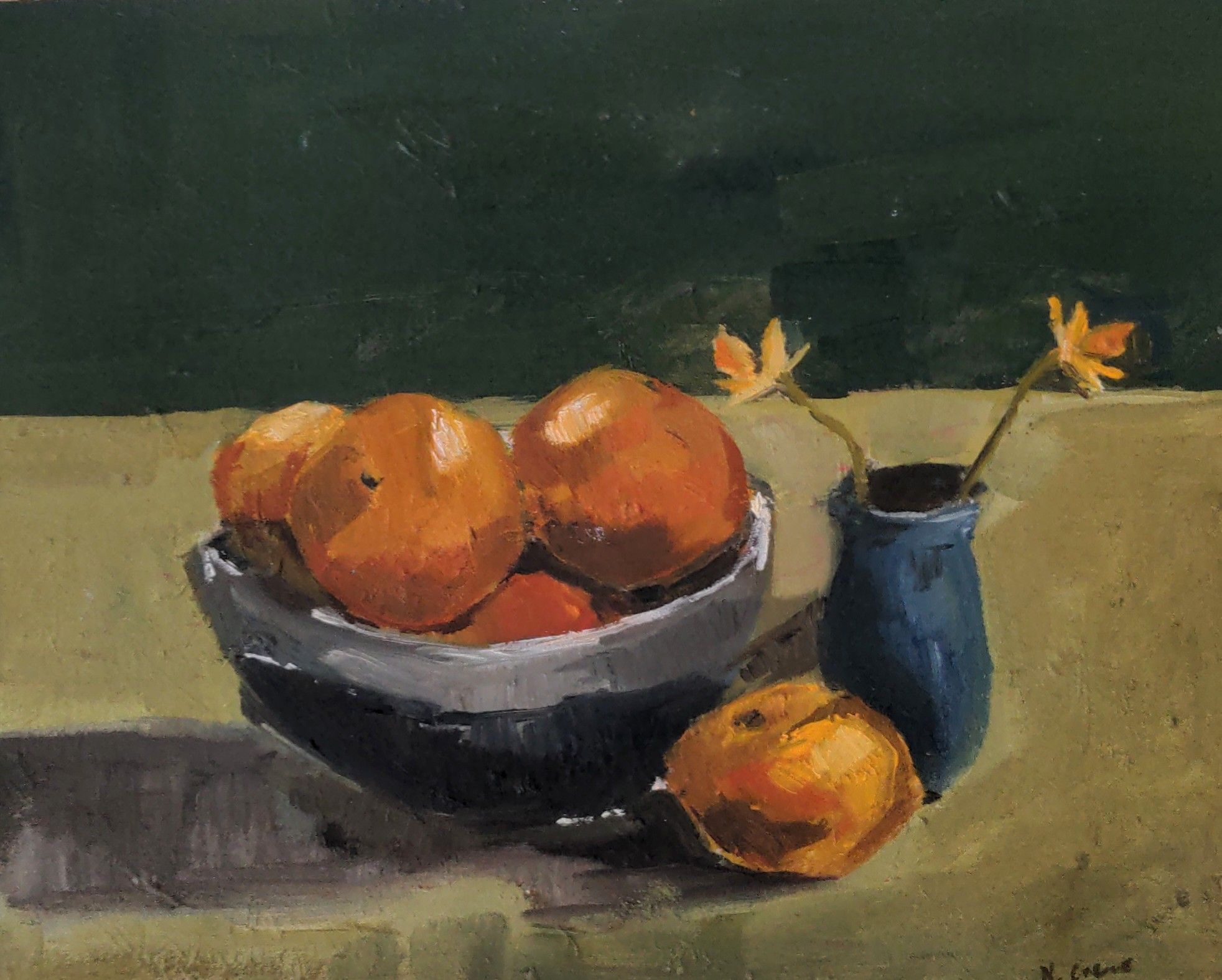 27x32cm oil on board.