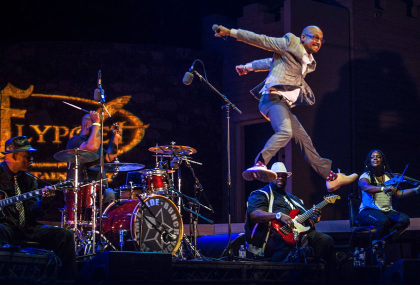 Flypoet performing on the stage of The Ford.