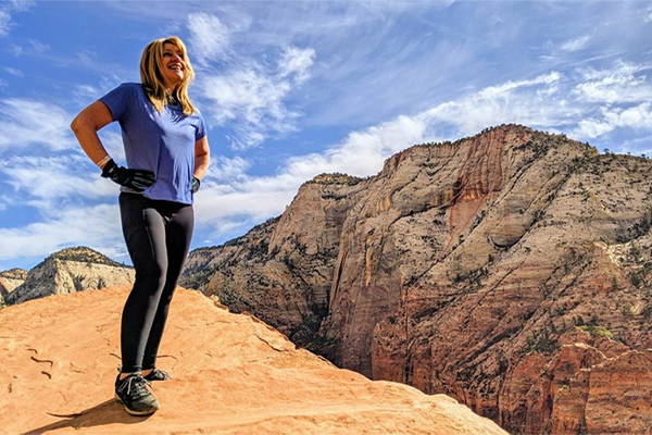 Michelle Thompson climbing Zion National Park “The Chains” one of the scariest trails in the USA