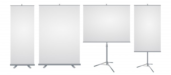 Пустые выставочные (рекламные) баннеры (баннеры-роллы) — векторное изображение в формате eps