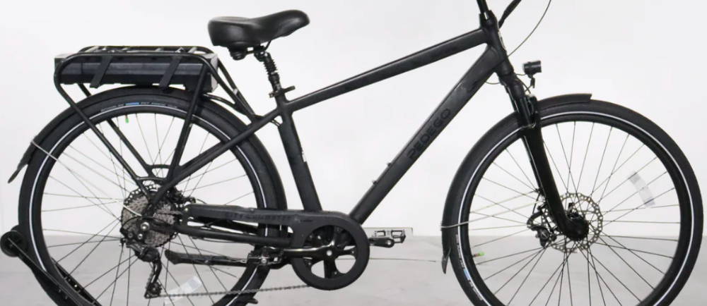 a black Pedego City Commuter Black Edition electric city bike