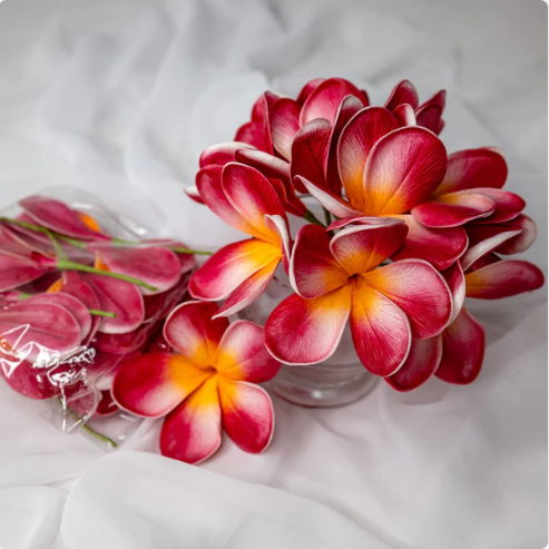 Red Orange Frangipani Flowerhead (6 Pack) - Realistic Artificial Flowers