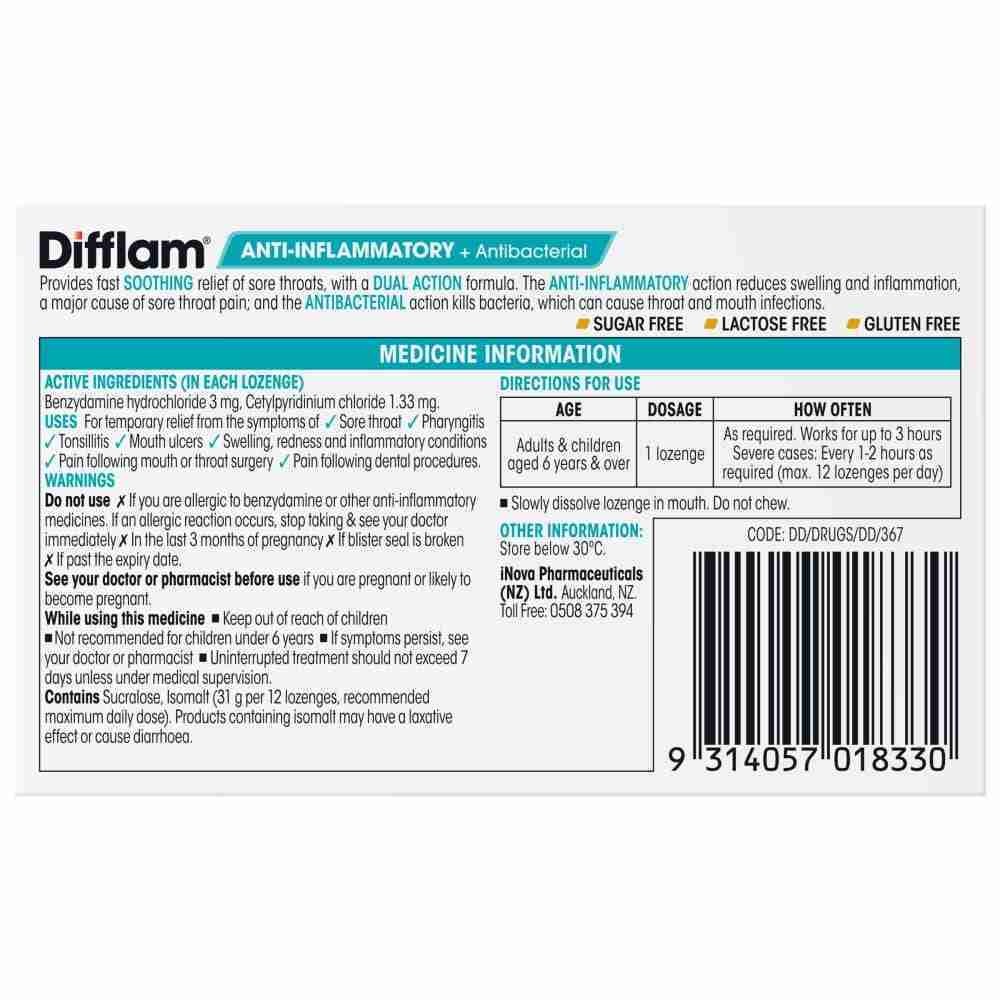 Difflam Antibacterial & Anti-Inflammatory Honey & Lemon Flavour Value Pack 32 Lozenges - Image 3