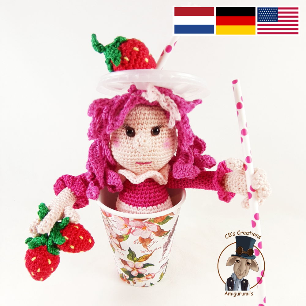 Miss Straw Berry Shake, Amigurumi Crochet Pattern