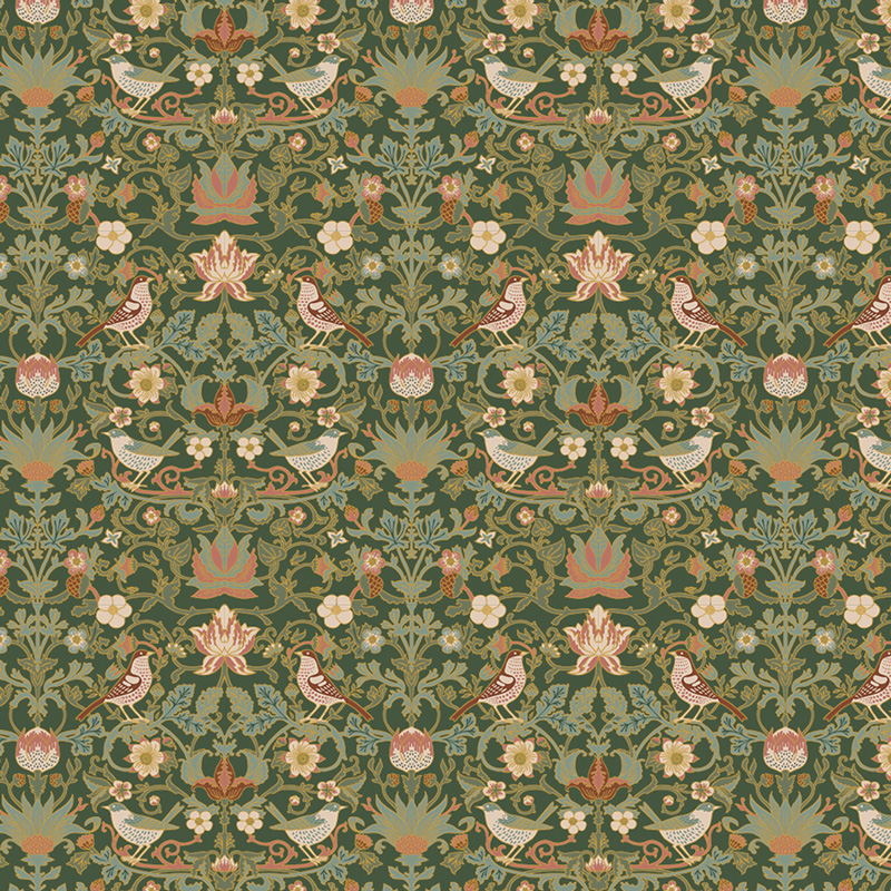 Green & Gold Floral Pattern Wallpaper Mural pattern image