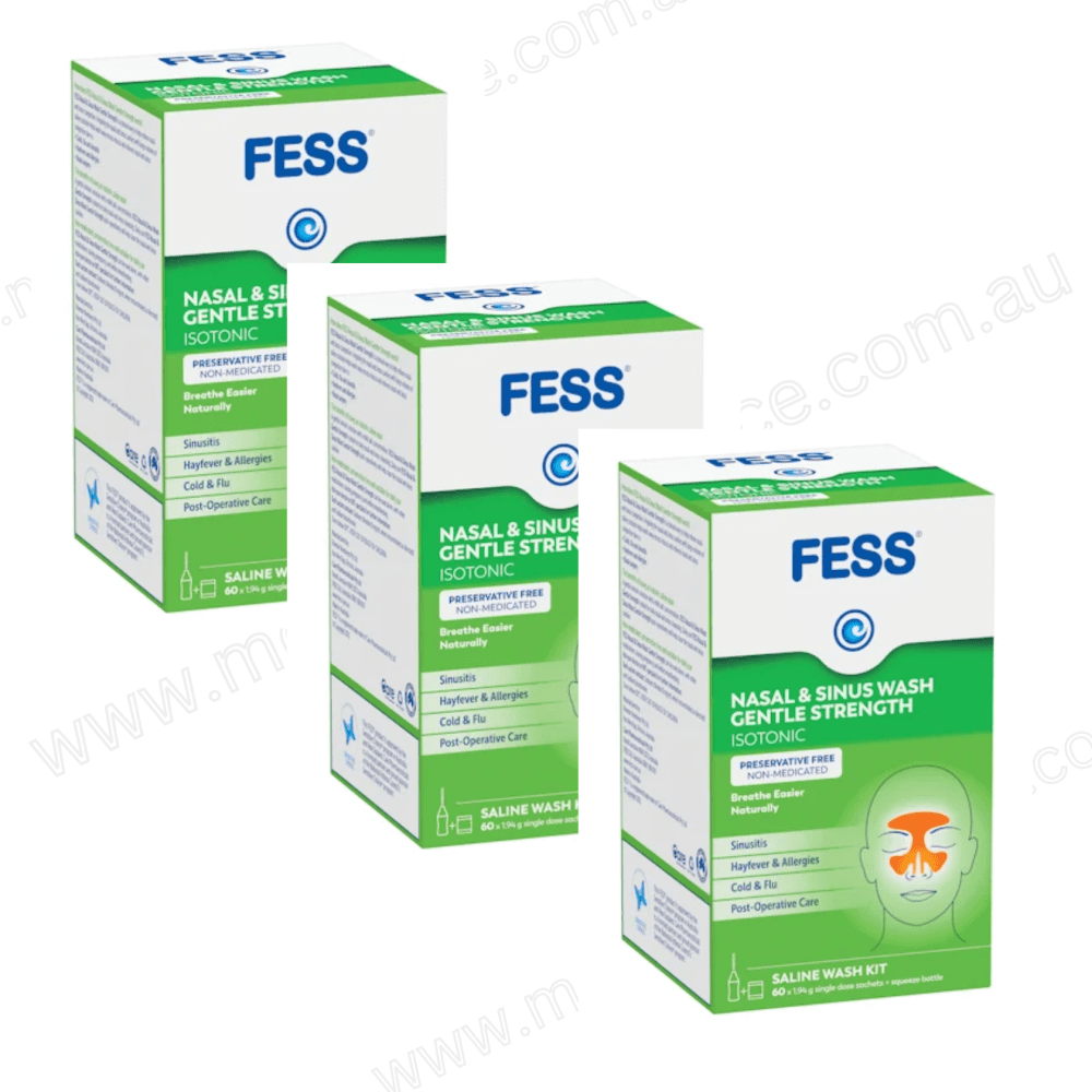 Lot of 3| Fess Nasal & Sinus Wash Gentle Strength Wash Kit 60 Sachets