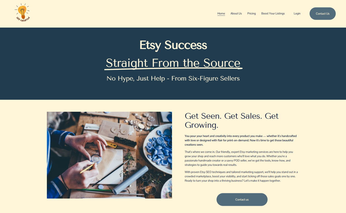 Screenshot of SEO Creative (Amie & Joe), from the seo portfolios collection.