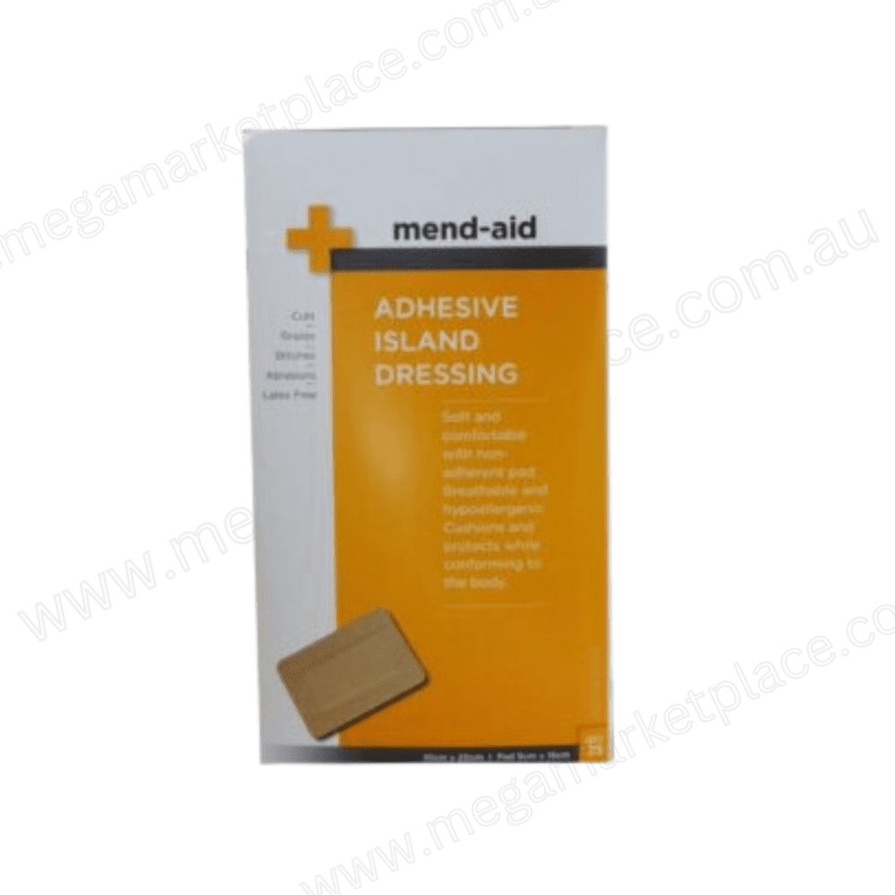 MEND-AID Adhesive Island Dressing 10CM X 20CM Box of 25