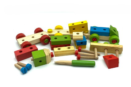 Wooden Train Nut Combination with Puzzle Shapes Stacking Train-52 pieces - Image 5