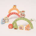 Colorful festive figurines featured in the Montessori Christmas Joy Set.