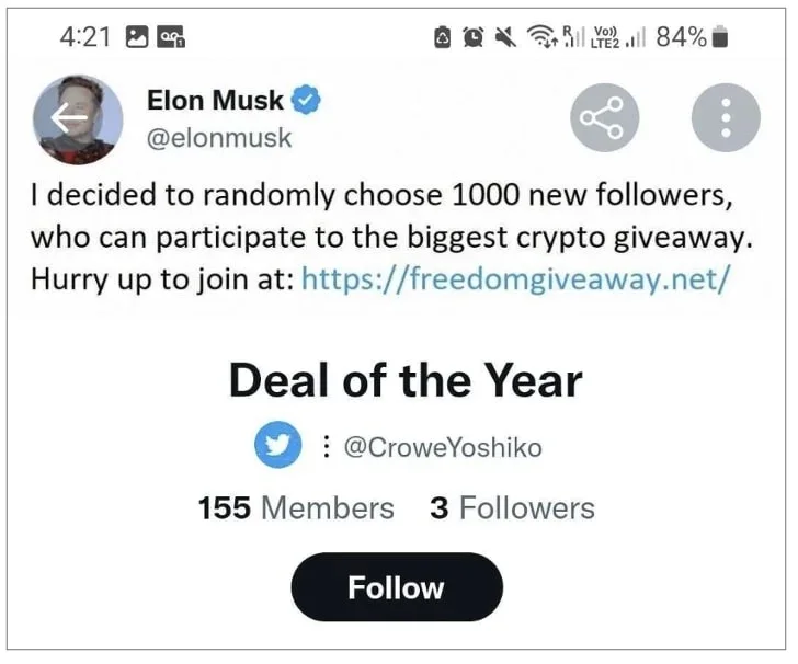 Scammers have infiltrated Musk's account