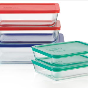 Pyrex Simply Store 5-Pack (3,6 & 11-Cup) Mixed Sized Glass Food Storage Set, Large Rectangular Containers With Lids, BPA-Free, Dishwasher & Microwave Safe