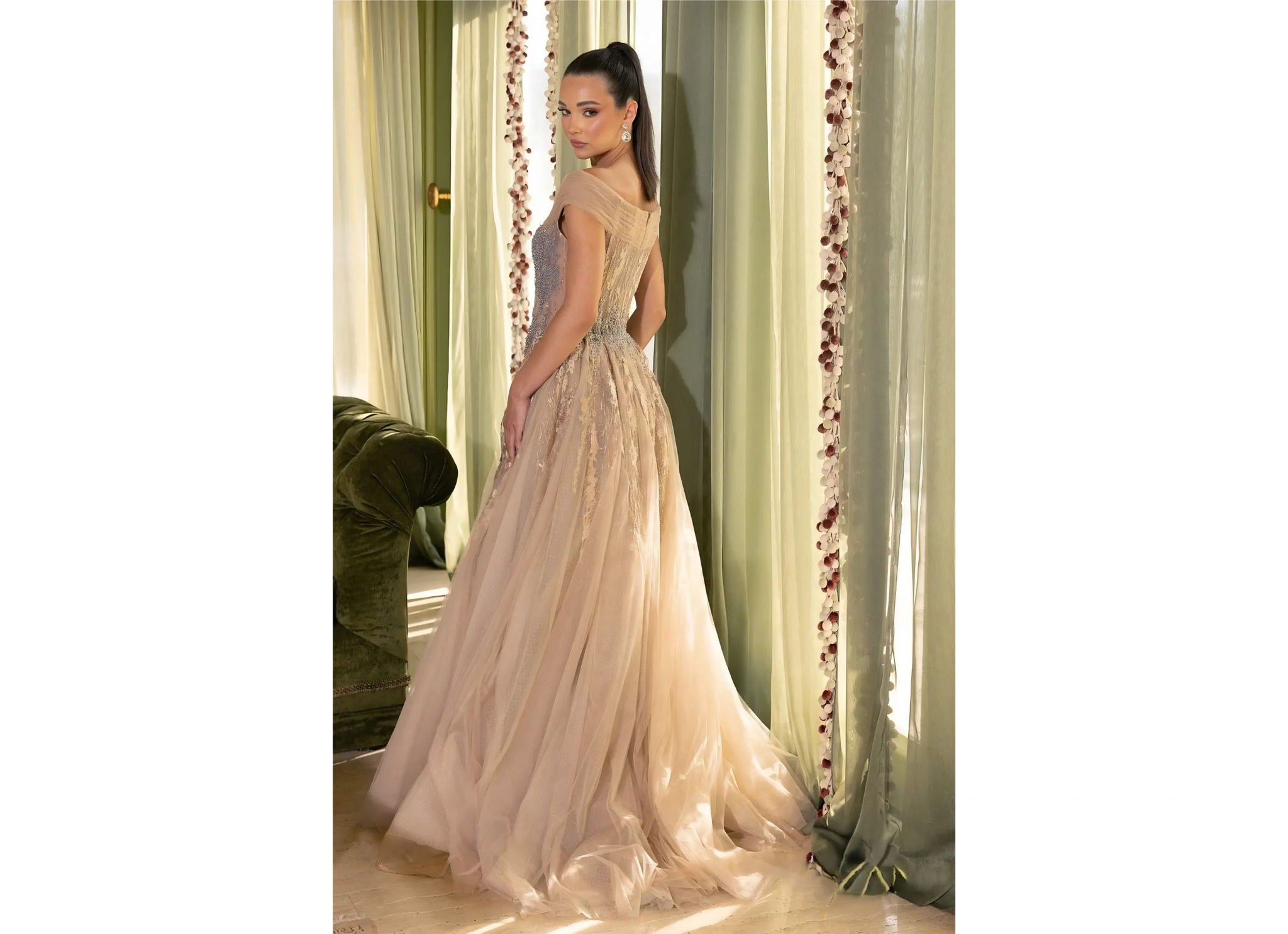 242M3347 Tulle Off-Shoulder Sweetheart Ballgown Dress - Image 3