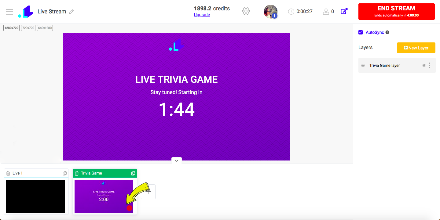 Trivia project active game layer