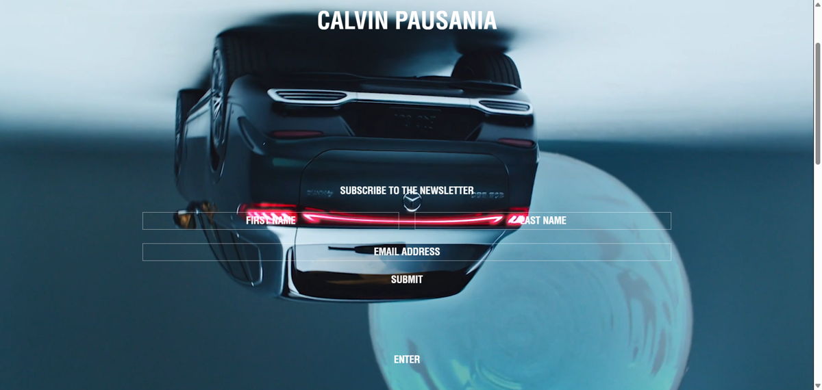Screenshot of CALVIN PAUSANIA, from the wix photography website examples collection.