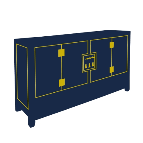Silhouette of a Chinese lacquer Dongbei sideboard