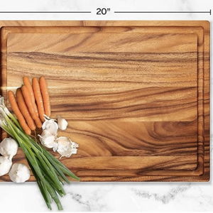 Villa Acacia Wood Carving Board 20 x 15 Inch Large with Juice Groove and Well