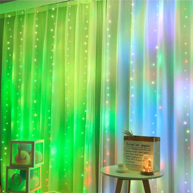 Multi color fairy lights curtain with LED lights and 16 color effects with remote control