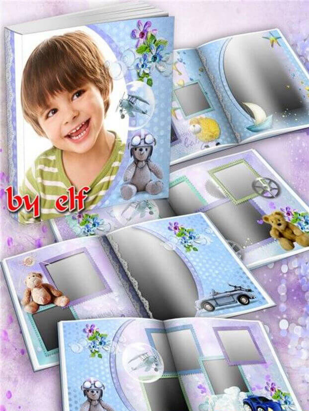 Детская Фотошоп фотокнига в PSD формате – озорные мальчишки