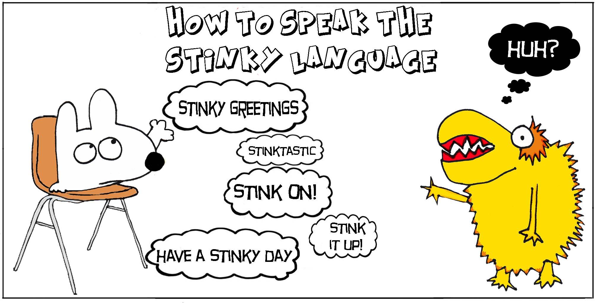 stinky dog teaches how to speak the stinky language to neighborhood nipper
