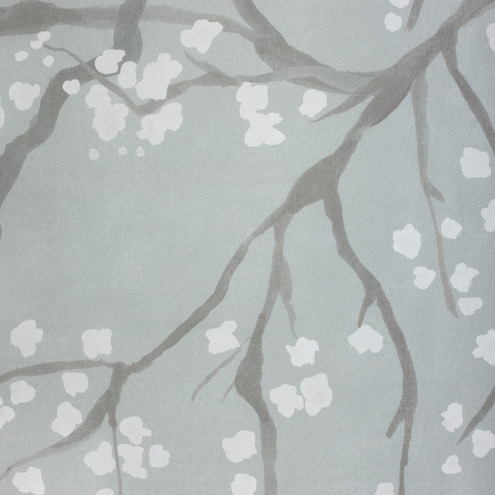 Blue & grey cherry blossom linen-cotton fabric Pattern Image