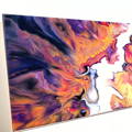 Deep Violet + Gold Abstract Art acrylic pouring by Olga Soby