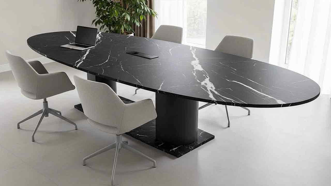 Konferenztisch oval mit Netboxen