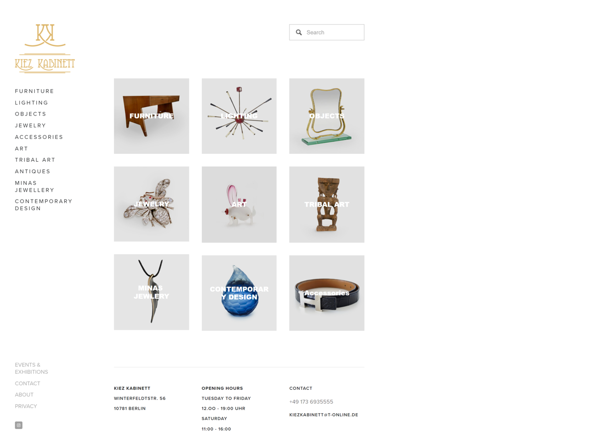 Screenshot of Kiez Kabinett, from the ecommerce websites collection.
