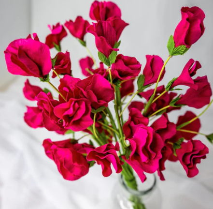 Fuchsia Sweet Pea- Realistic Artificial Flowers
