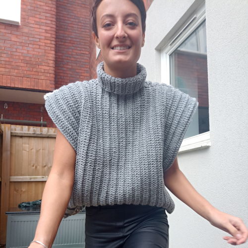 Haakpatroon: Boxy vest met mouwen