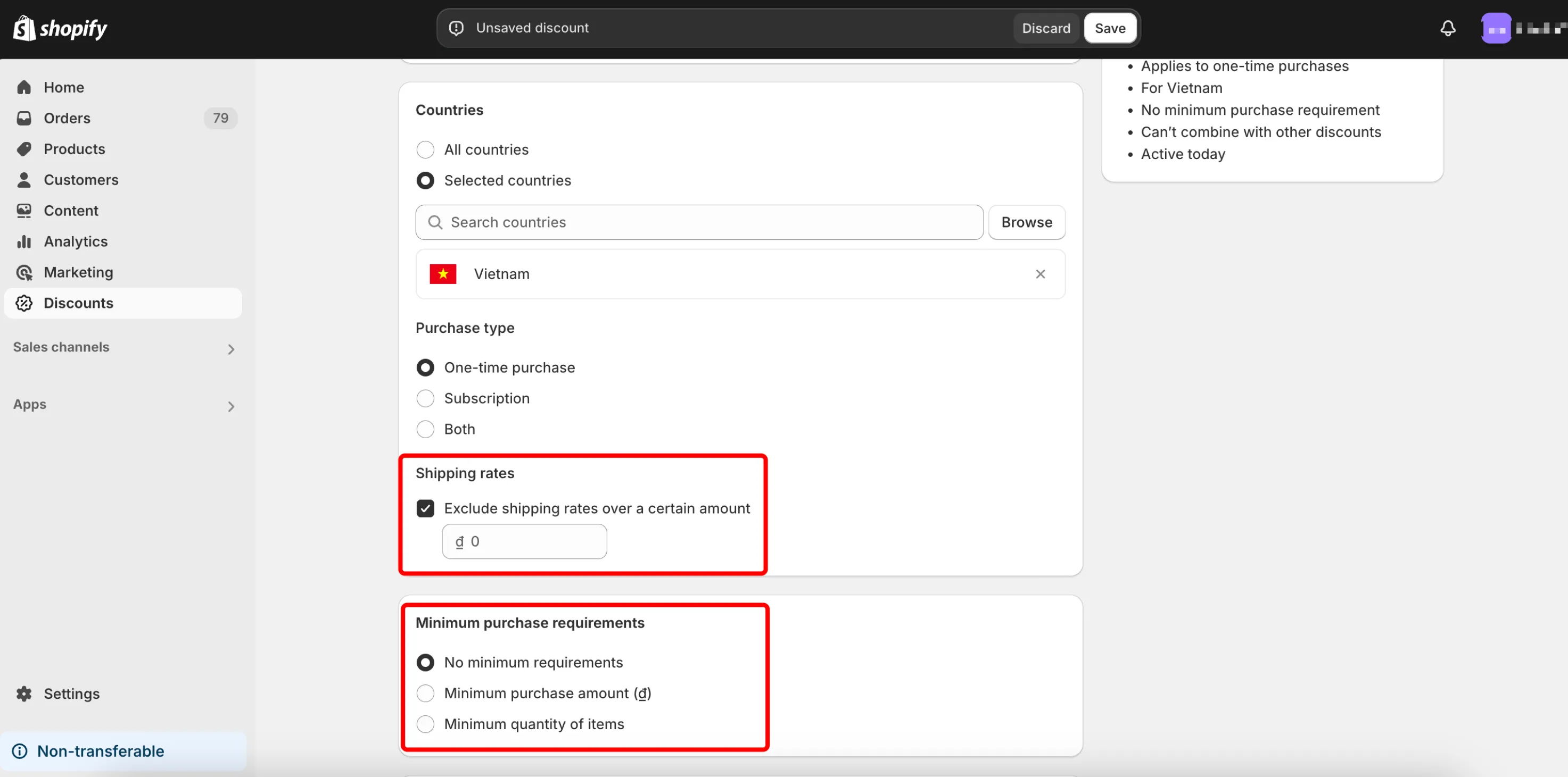conditions for Shopify automatic discounts