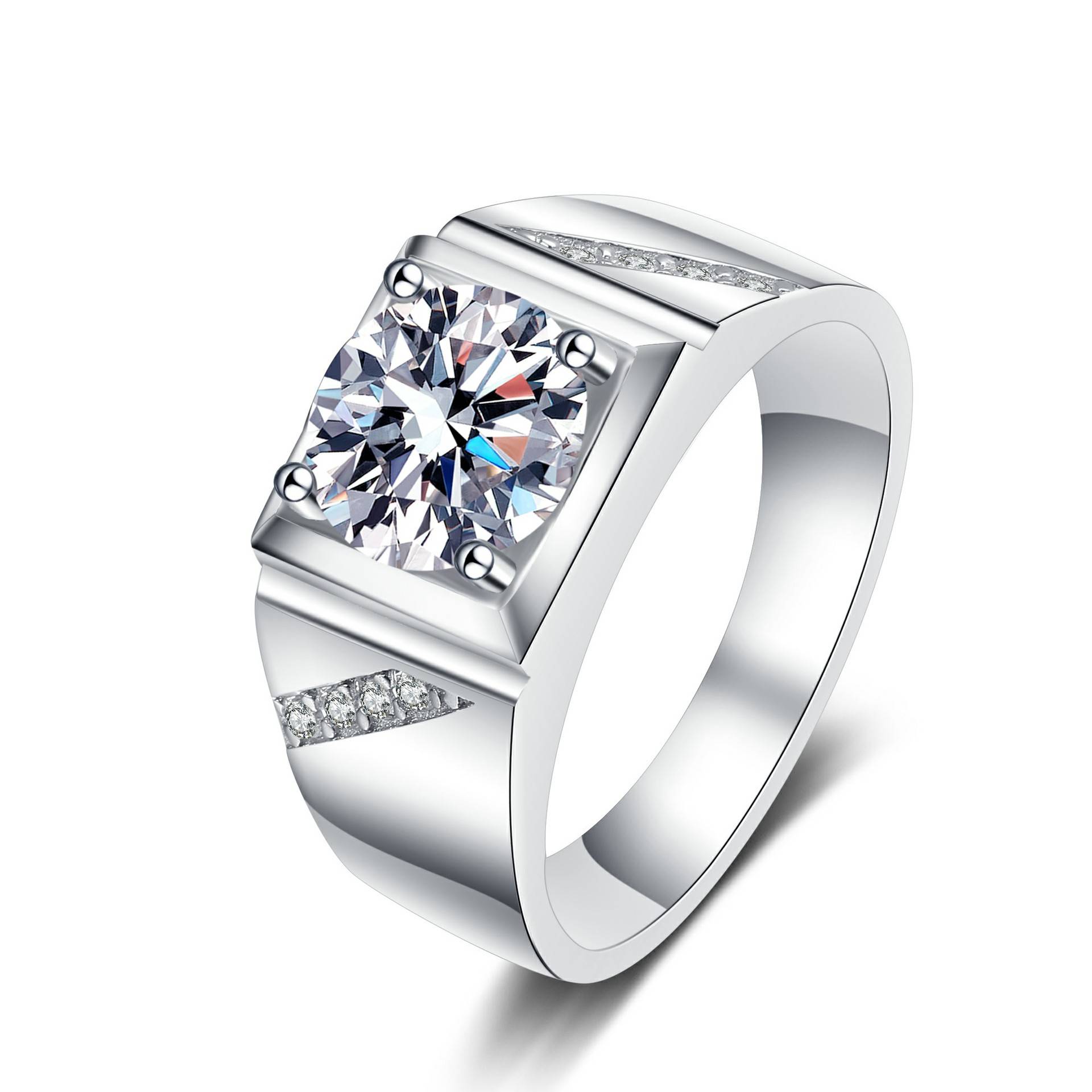Stunning 1ct or 2ct Men's Diamond Ring in White Gold