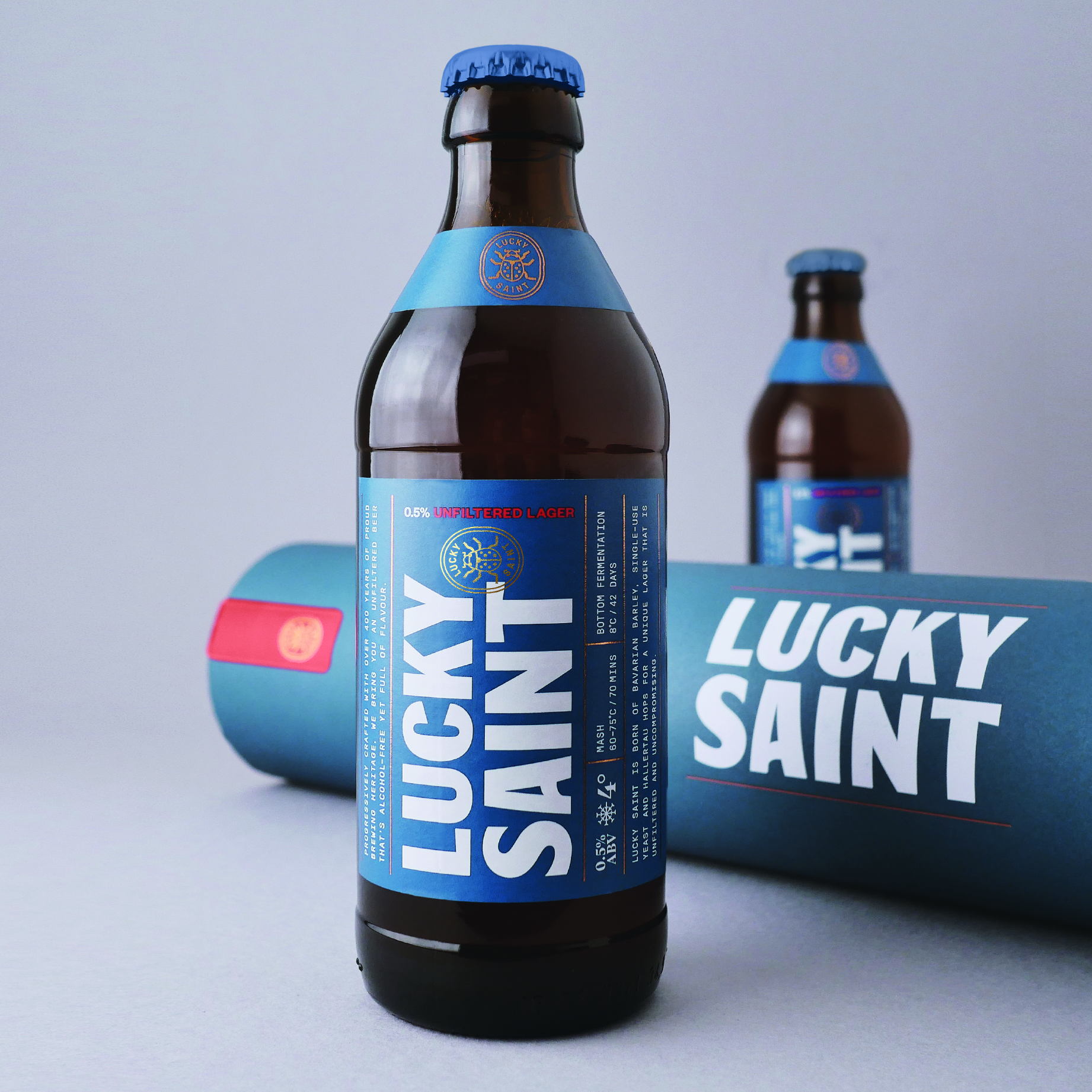 Non-Alcoholic Beer Gets a Modern Type-Heavy Look With Lucky Saint | Dieline