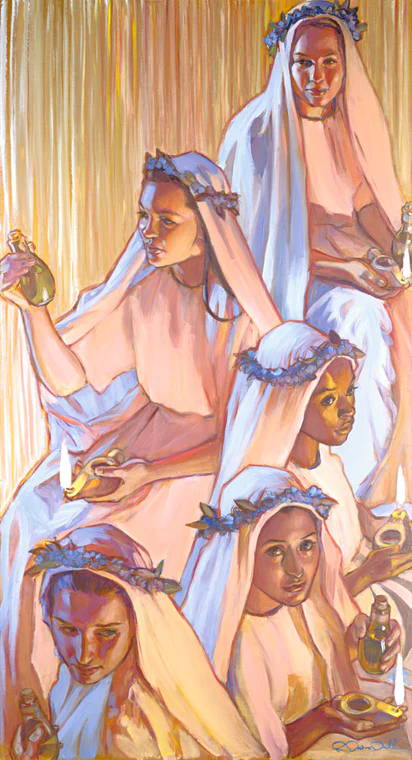 Painting of the twelve wise virgins.