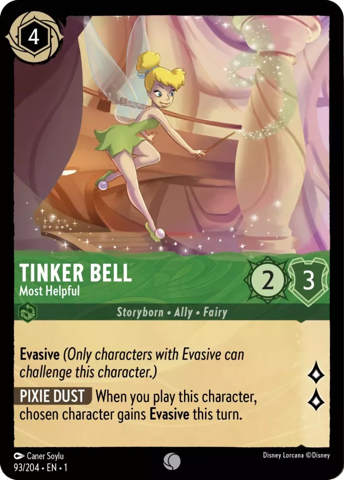 Tinker Bell card from Disney's Lorcana: The First Chapter.