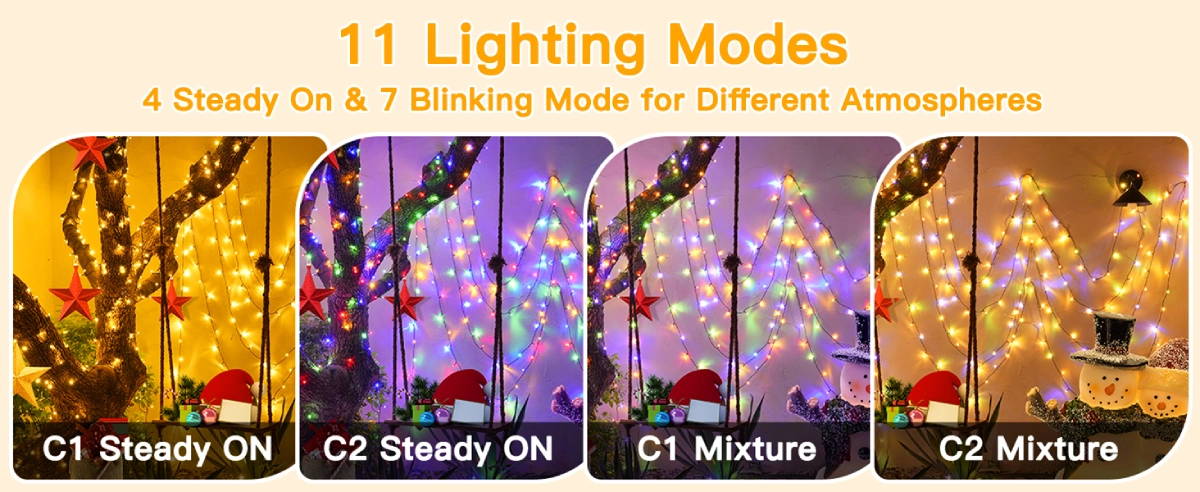 Ollny's 640 leds green cable warm white/multi-color string lights are super bright and super long