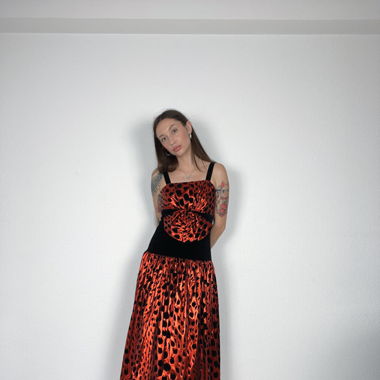 Vintage 80s leopard dress with velvet corset