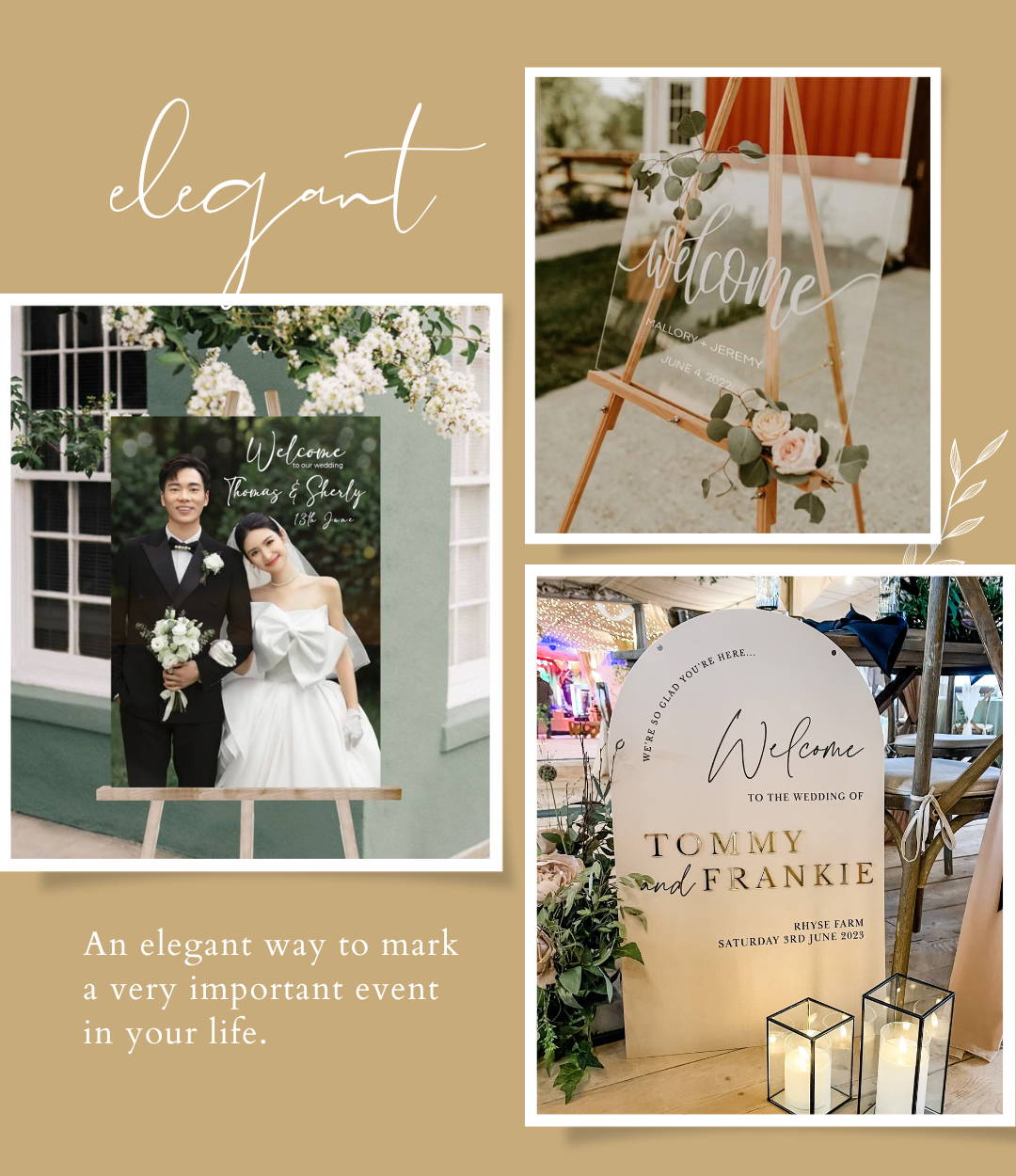 wedding welcome sign with stand