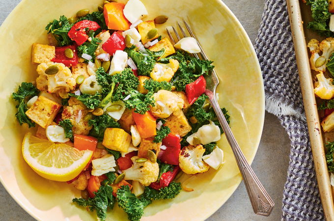 Bell Pepper and Cauliflower Salad with Tofu and Cheese Curds