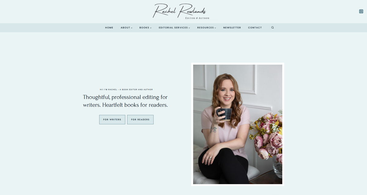 Screenshot of Rachel Rowlands, from the content editor & proofreader portfolios collection.
