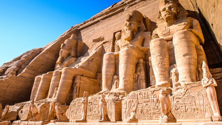 The Abu Simbel Temples are known for their colossal statues and intricate carvings
