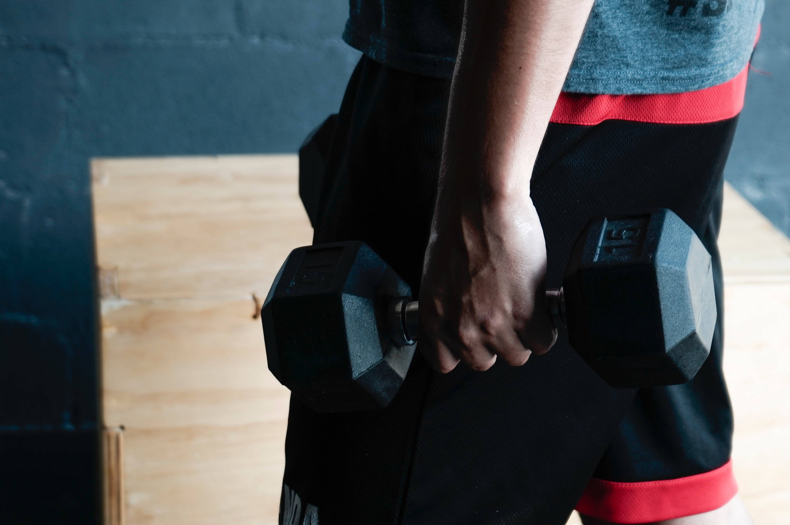 Athlete with dumbbell